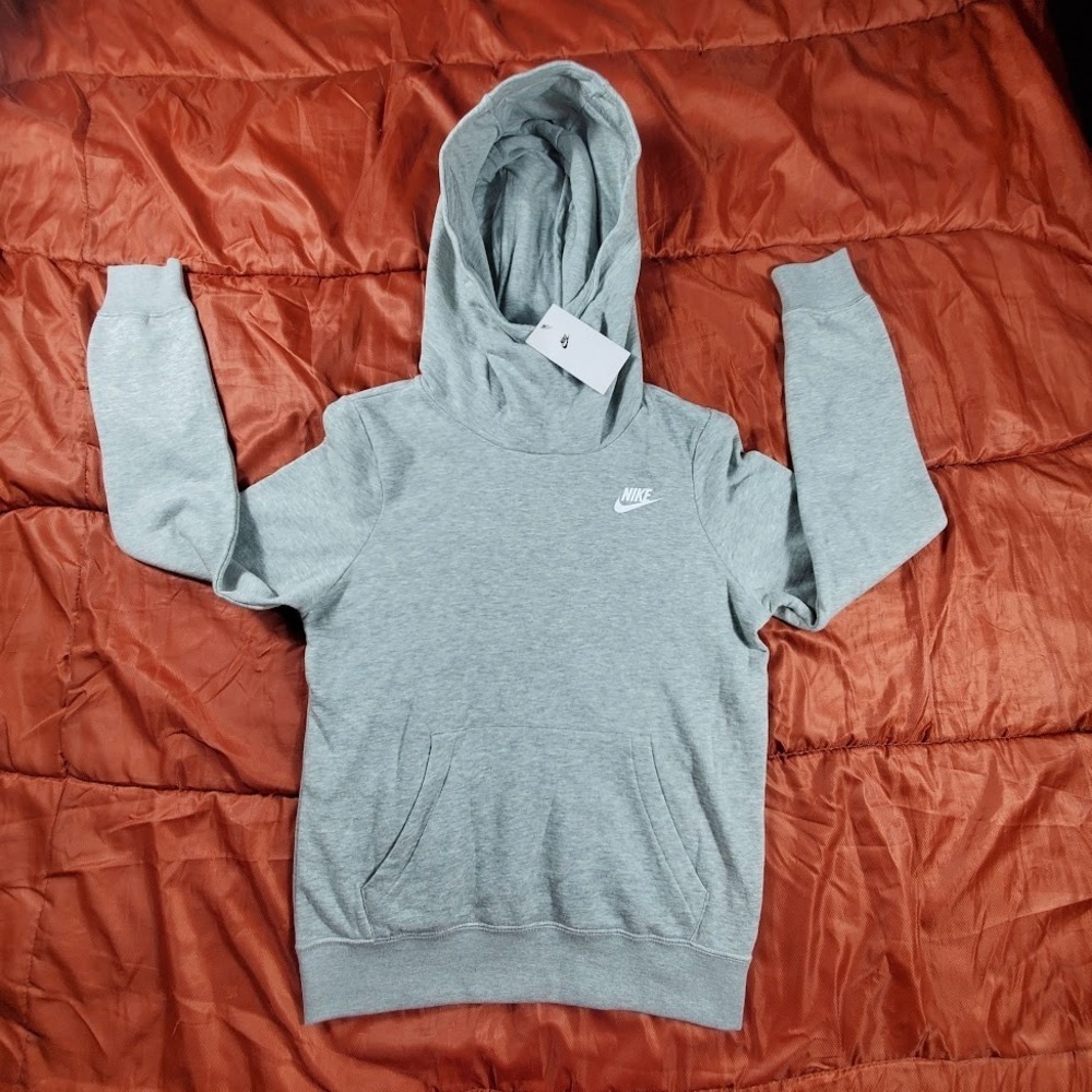 NWT Nike Sportswear Womens XS / Youth XL Funnel-Neck Fleece Pullover Hoodie Grey